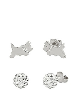 Radley Rocks Ladies Silver Plate Fireball and Jumping Dog Twin Pack Earrings