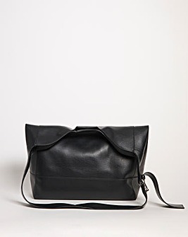 Black Buckle Detail Hobo Bag