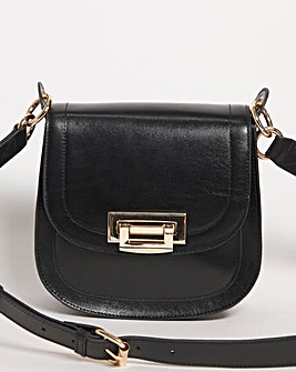 Black Classic Leather Saddle Bag