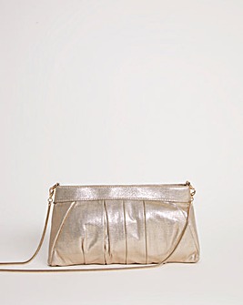 Gold Frame Detail Ruched Clutch Bag