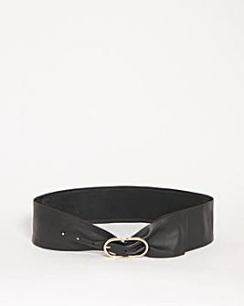 Buckle Detail Wide Waist Leather Belt