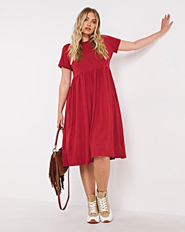Red Supersoft Jersey Midi Dress With Pockets