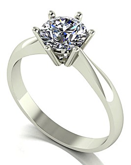 9ct White Gold Moissanite Solitaire Ring