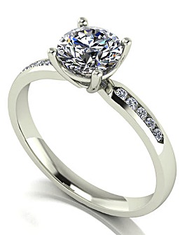 9ct White Gold Moissanite Solitaire Ring