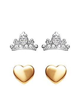 Disney Princess Crown & Heart Earrings