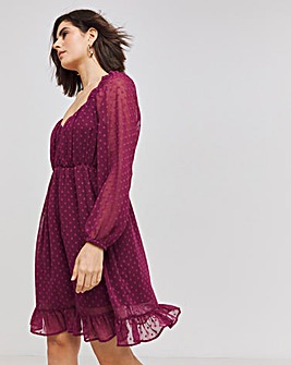 Plum Sweetheart Neck Dobby Skater Dress