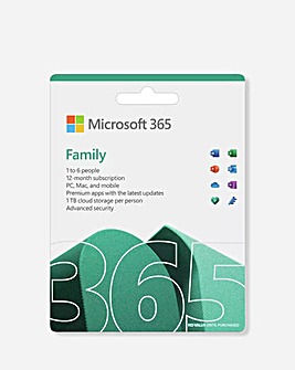 Microsoft 365 Family 12 Month Subscription - 6 People (PC/Mac/Tablet/Smartphone)