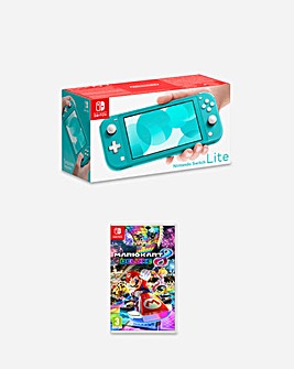 Nintendo Switch Lite Turquoise + Switch Mario Kart 8 Deluxe Bundle