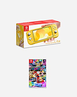 Nintendo Switch Lite Yellow + Switch Mario Kart 8 Deluxe Bundle