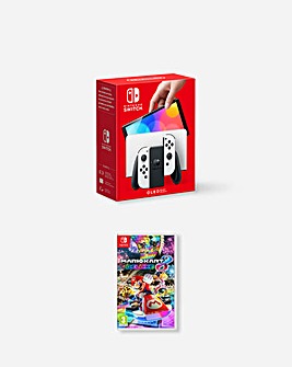 Nintendo Switch OLED White + Switch Mario Kart 8 Deluxe Bundle