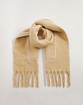 Camel Contrast Stitch Pocket Scarf