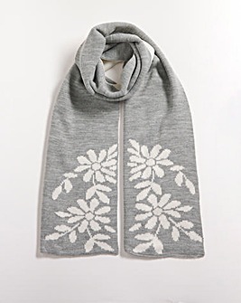 Grey Floral Jacquard Scarf