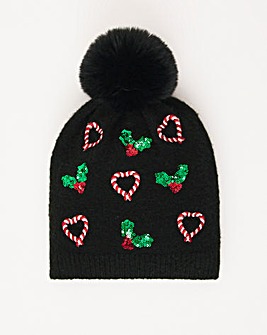 Candy Cane Novelty Bobble Hat