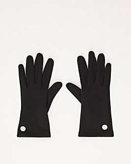 Black Classic Button Detail Gloves