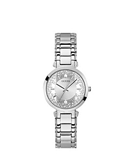 Guess Crystal Silver Strap Watch