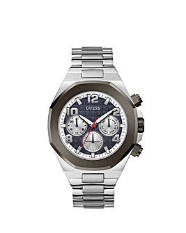 Guess Empire Gents Silver Strap Watch