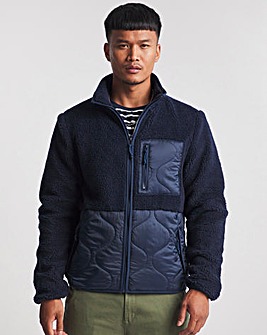 Navy Funnel Neck Quilted Jacket
