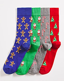 Christmas Novelty Pack 4 Bright Socks