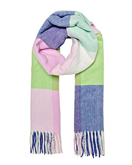 Only Bright Check Soft Fringe Scarf