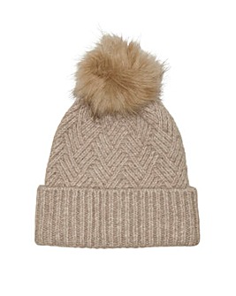 Only Knit Beige Bobble Hat