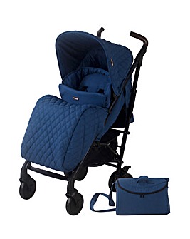 My Babiie Quilted Navy Stroller with Seat Liner, Changing Bag and Leatherette