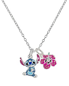 925 Sterling Silver Lilo and Stitch Ohana Charm Necklace