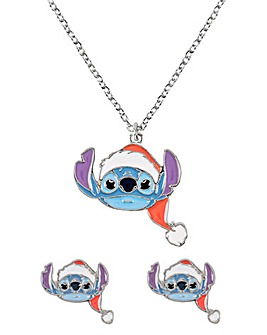 Stitch Christmas Necklace & Earring Set