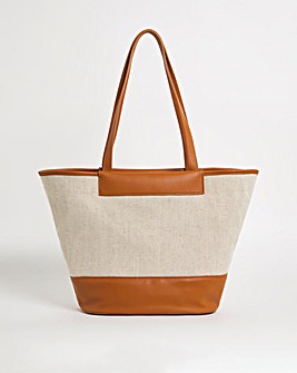 Canvas & PU Mix Tote Bag