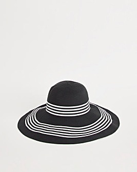 Black Wide Brim Stripe Detail Hat