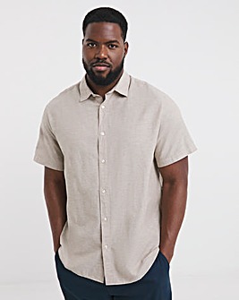 Jack & Jones Breeze Short Sleeve Linen Shirt - Crockery