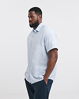 Jack & Jones Breeze Short Sleeve Linen Shirt - Blue