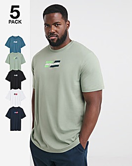 Jack & Jones Corp Graphic 5 Pack T-Shirt