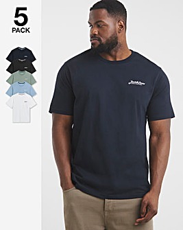 Jack & Jones Beau Logo T-Shirt 5 Pack - Multi