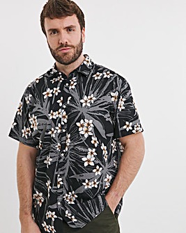 Jack & Jones Hawaii All Over Print Shirt - Black