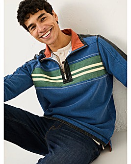 Fatface Airlie Chest Stripe Sweatshirt - Denim Blue