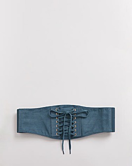 Denim Blue Corset Style Waist Belt