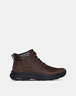 Skechers Smooth Toe Leather Lace Up Slip-Ins Boot - Brown