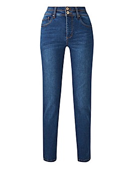 Premium Shape & Sculpt Mid Blue Straight Leg Jeans Regular Length