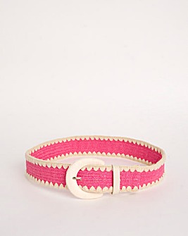 Pink Raffia Stretch Waist Belt