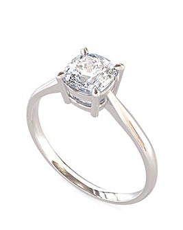 9ct White Gold Moissanite Solitaire Ring