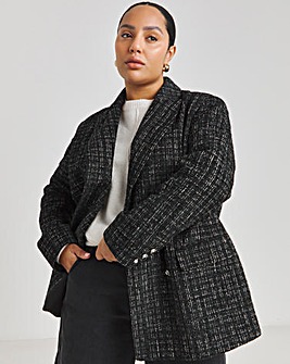 Black Double Breasted Boucle Blazer