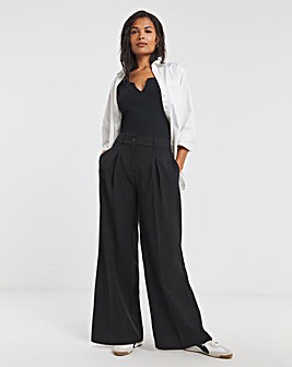 Black Pleated Wide Leg Trousers