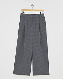 Grey Diamante Wide Leg Tailored Trousers
