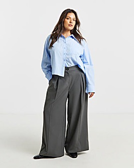 Charocal Elastic Back Pleated Wide Leg Trousers