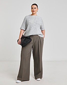 Charcoal Tailored Pleated Wide Leg Trousers