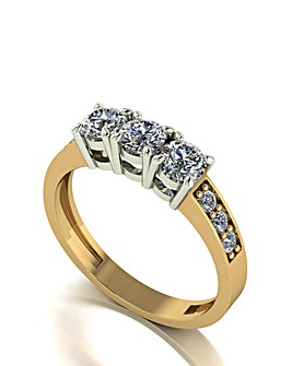 Moissanite 9ct Trilogy Ring