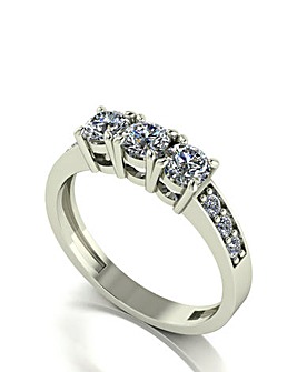 Moissanite 9ct Trilogy Ring