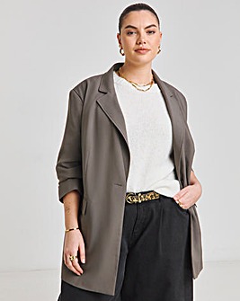 Charcoal Single Breasted Oversized Blazer