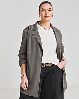 Charcoal Oversized Single Breasted Blazer