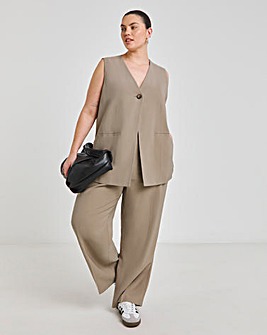 Neutral Soft Twill Longline Waistcoat